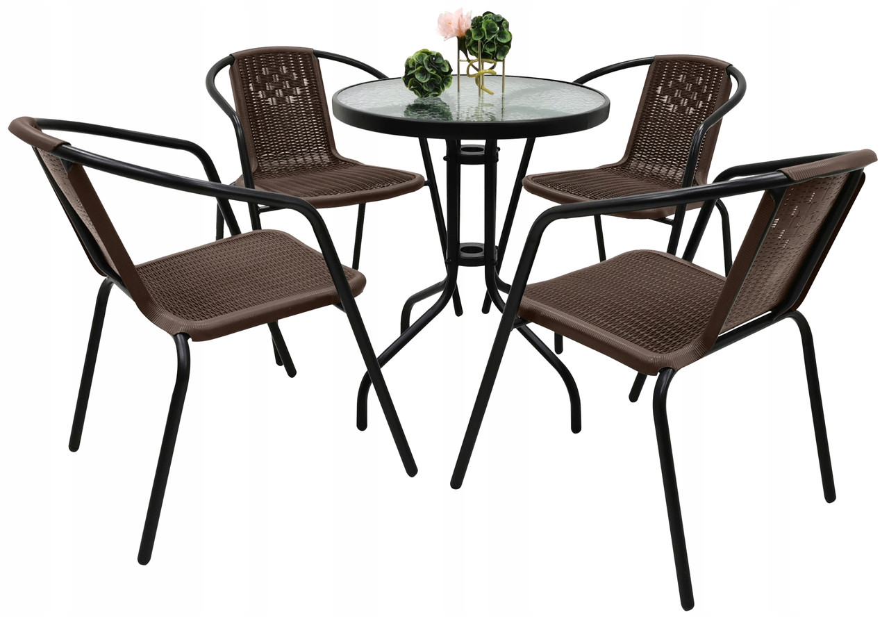 Комплект садовой мебели Kontrast Bistro-4 FI60 Brown круглый стол