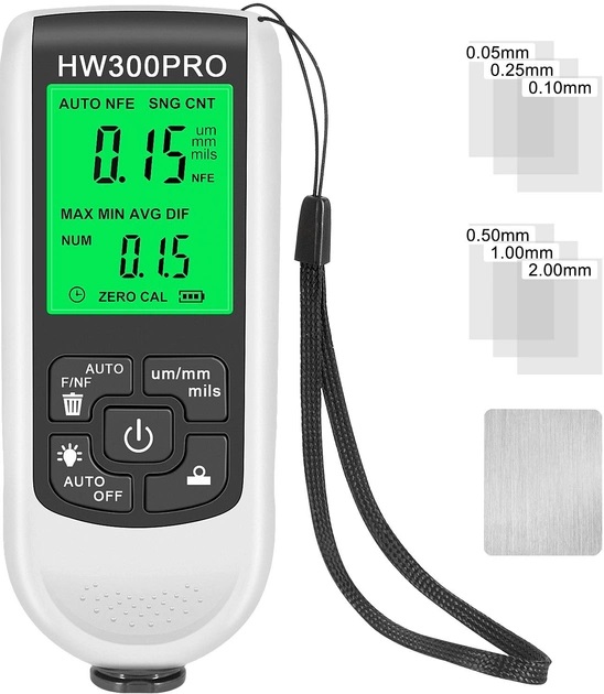 Толщиномер краски цифровой Icar HW-300 Pro 0 - 2000 мкм Fe и Nfe Белый (050737)