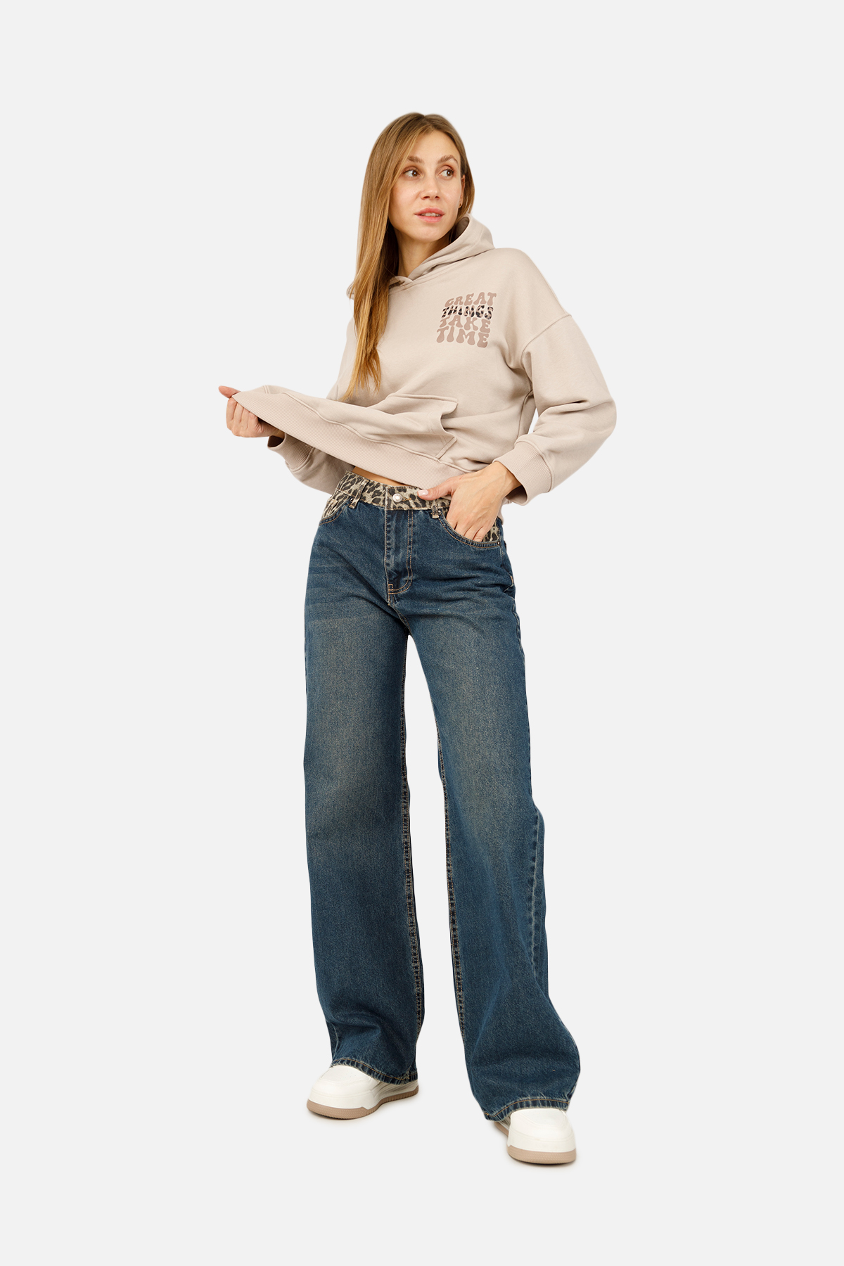 Женские Джинсы IT'S BASIC wide leg 34 Синий ЦБ-00261154
