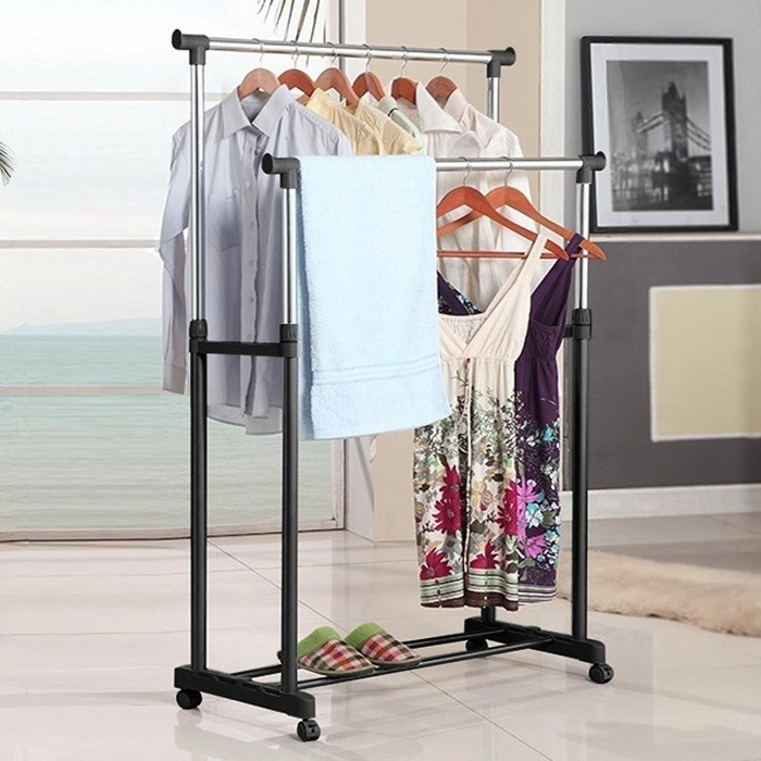 Стійка для одягу підлогова Double-Pole Clothes-horse Black (412-032)