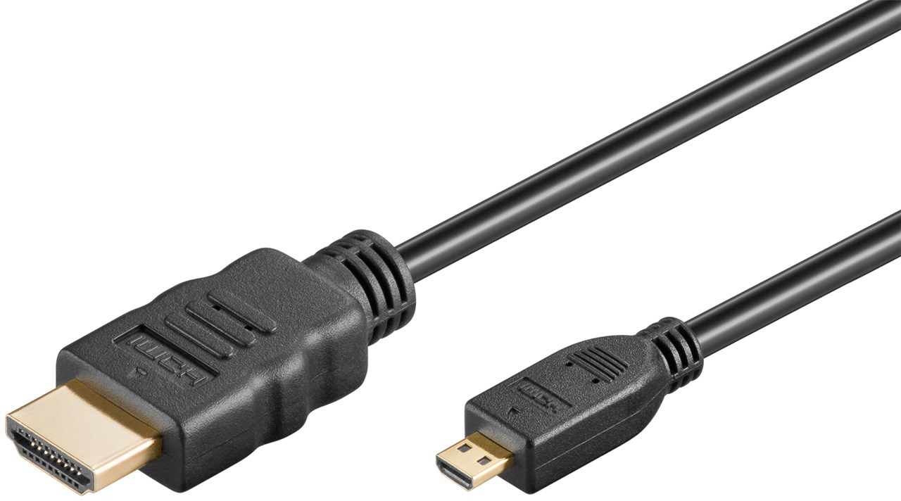 Кабель монітора-сигнальний Goobay HDMI-micro M/M  3.0m HS+HEC+ARC 4K@30Hz D=4.2mm Gold чорний (75.03.1943)