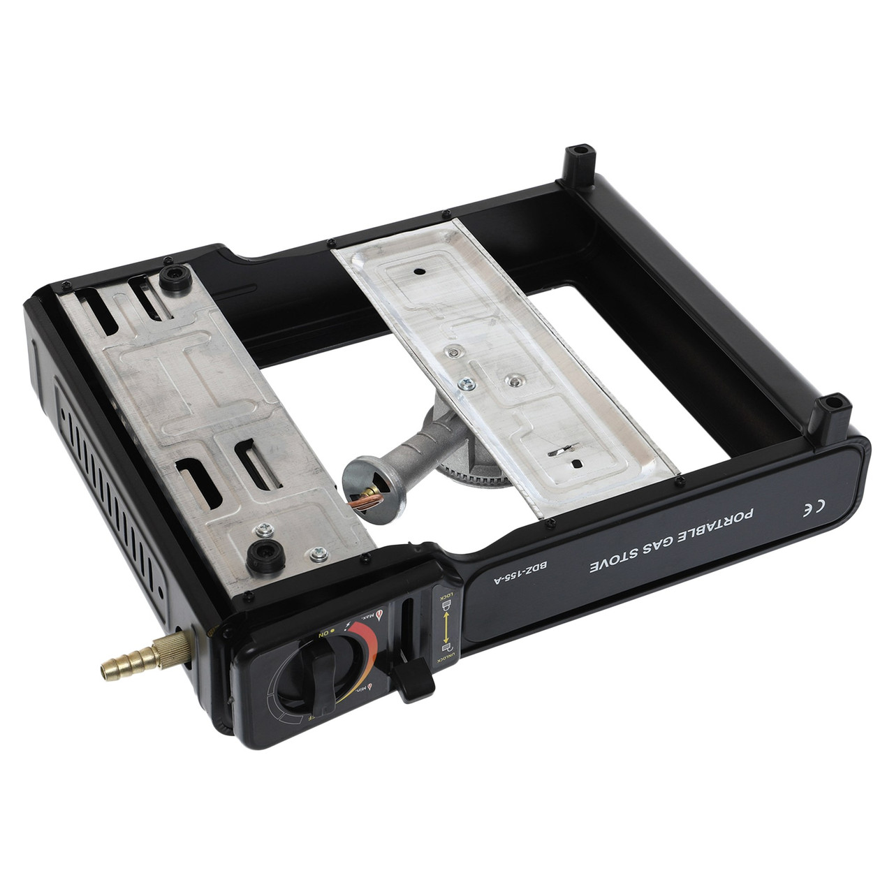 Портативная газовая плита RIAS BDZ-155-A с пьезоподжигом и адаптером Black (3_03935)
