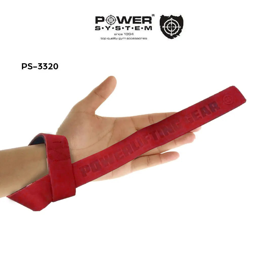 Лямки для тяги шкіряні Power System PS-3320 Leather Straps 68 см Red