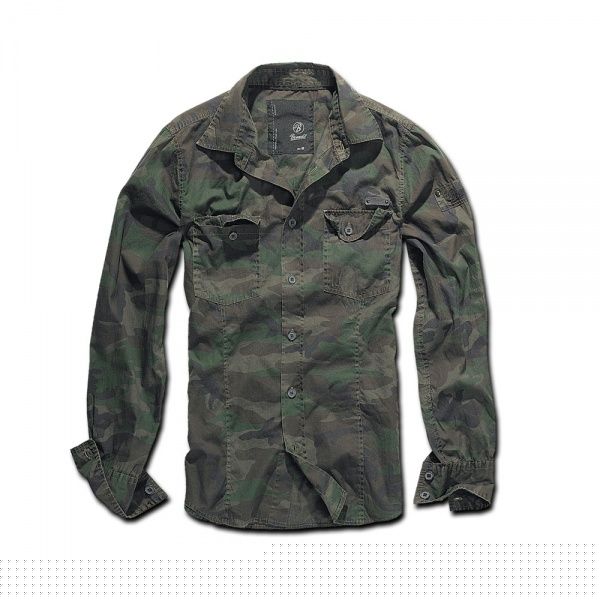 Рубашка Brandit Slimfit Shirt WOODLAND S Камуфлированный (4005.10)