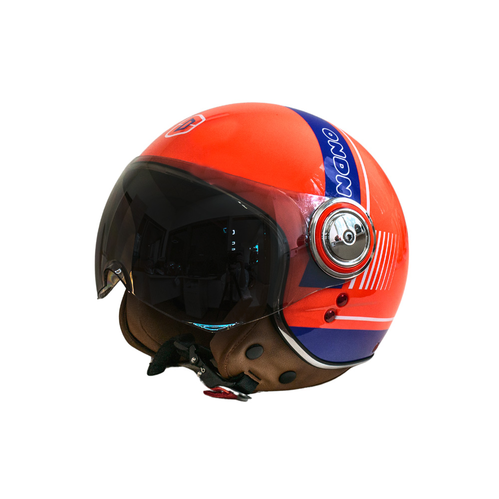 Мотошлем открытый Beon B-110B Circle XL Shiny Orange-Blue (298685)