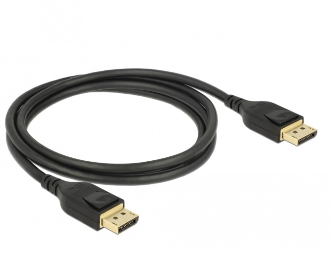 Кабель монітора-сигнальний Delock DisplayPort M/M 1.0m v1.4 8K@60Hz 19pin D=4.5mm Sert. чорний (70.08.5658)