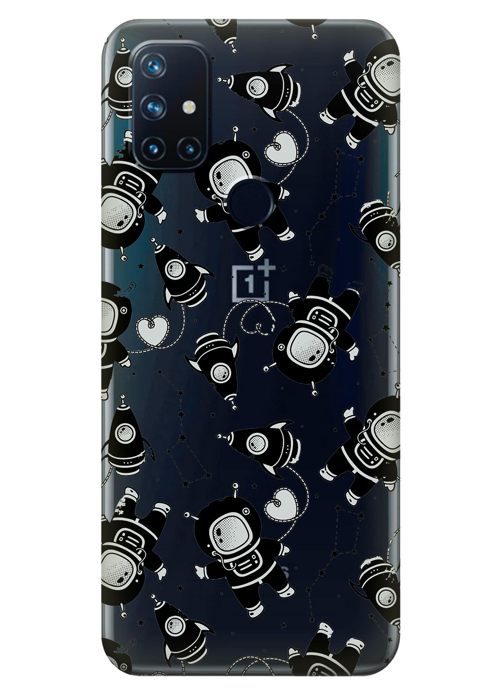 Прозрачный силиконовый чехол iSwag для OnePlus Nord N10 с рисунком - Космонавты (KS14769)