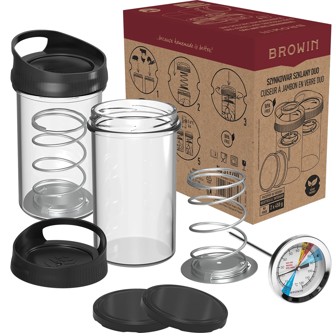 Ветчинницы стеклянные Browin Duo 2х450 г Черный (313700)