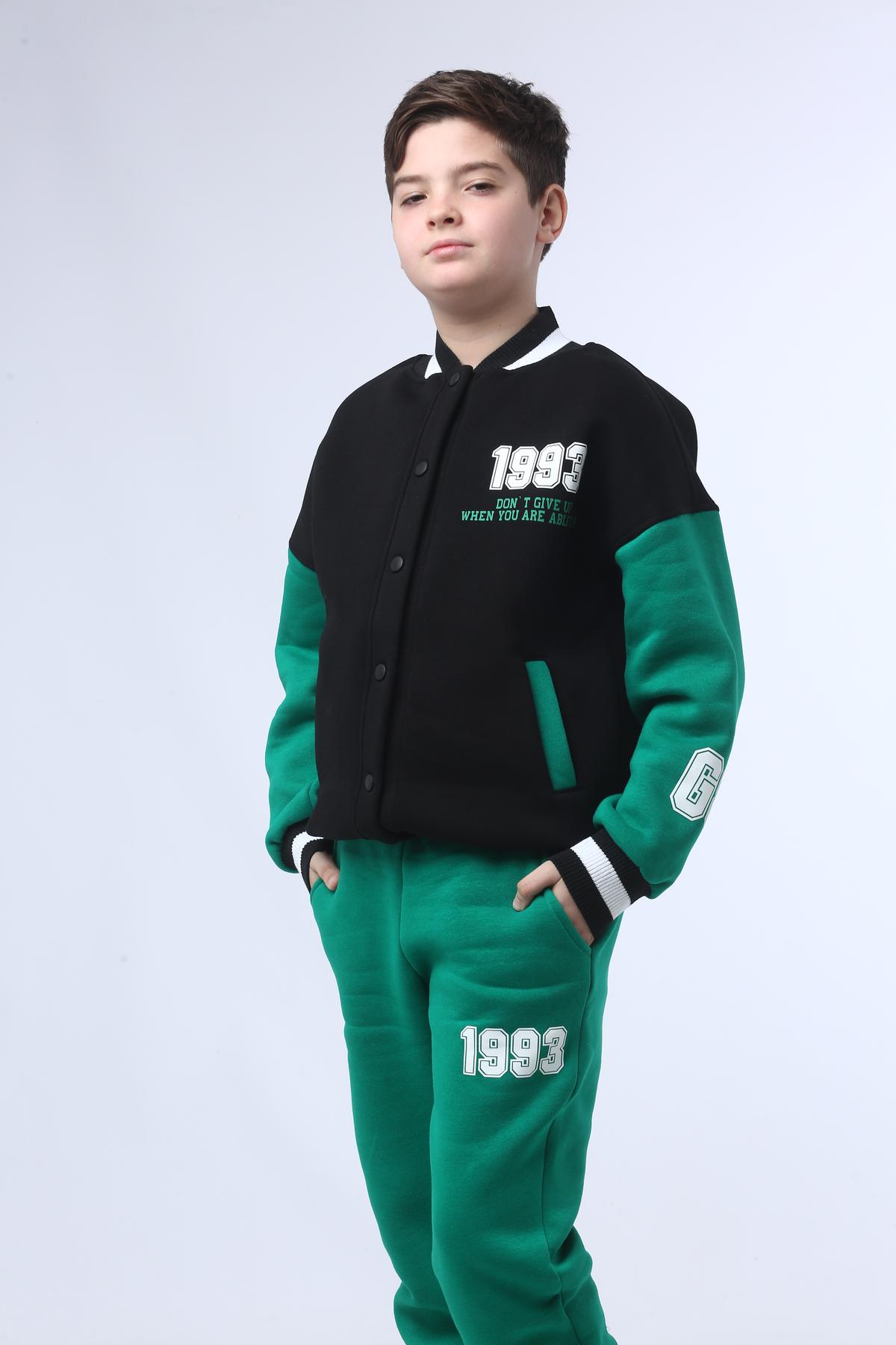 Спортивный костюм на флисе Черно-зеленый Ukraine Brand 158 см