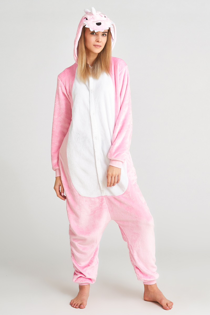 Пижама кигуруми Jamboo Дракон Бело-розовый XL (J400372)