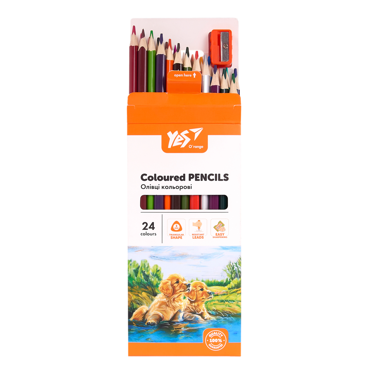 Карандаши цветные YES Orange Line с точилкой 24 цветов (290754)