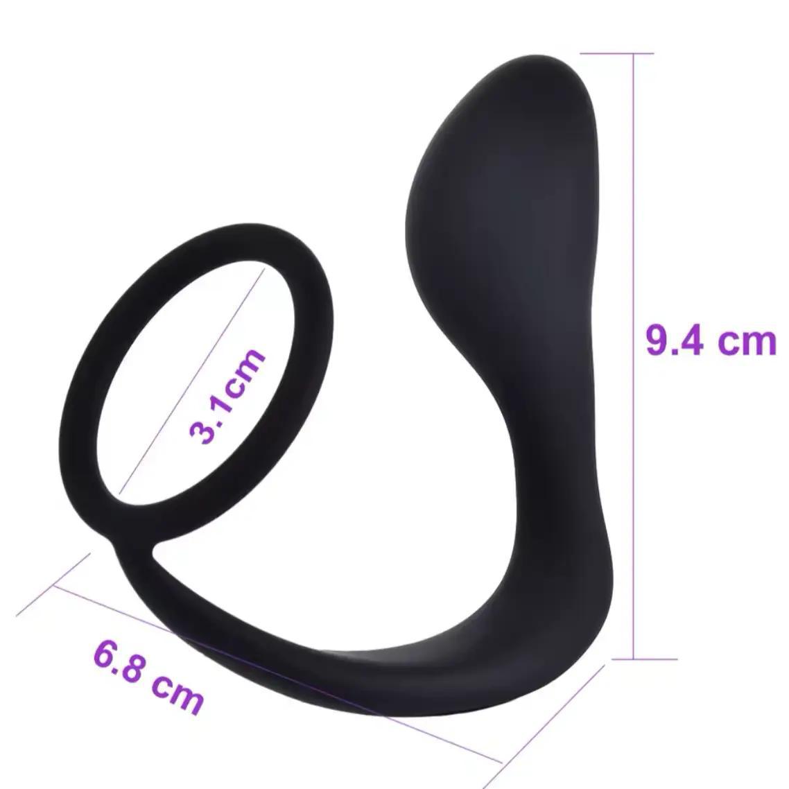 Массажер для простаты с кольцом эрекции Pleaser 3 см Black 2503673481
