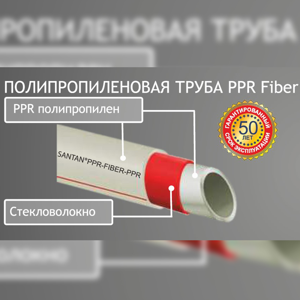 Труба PPR Santan Fiber 40x5,5 мм PPR-Fiber-PPR