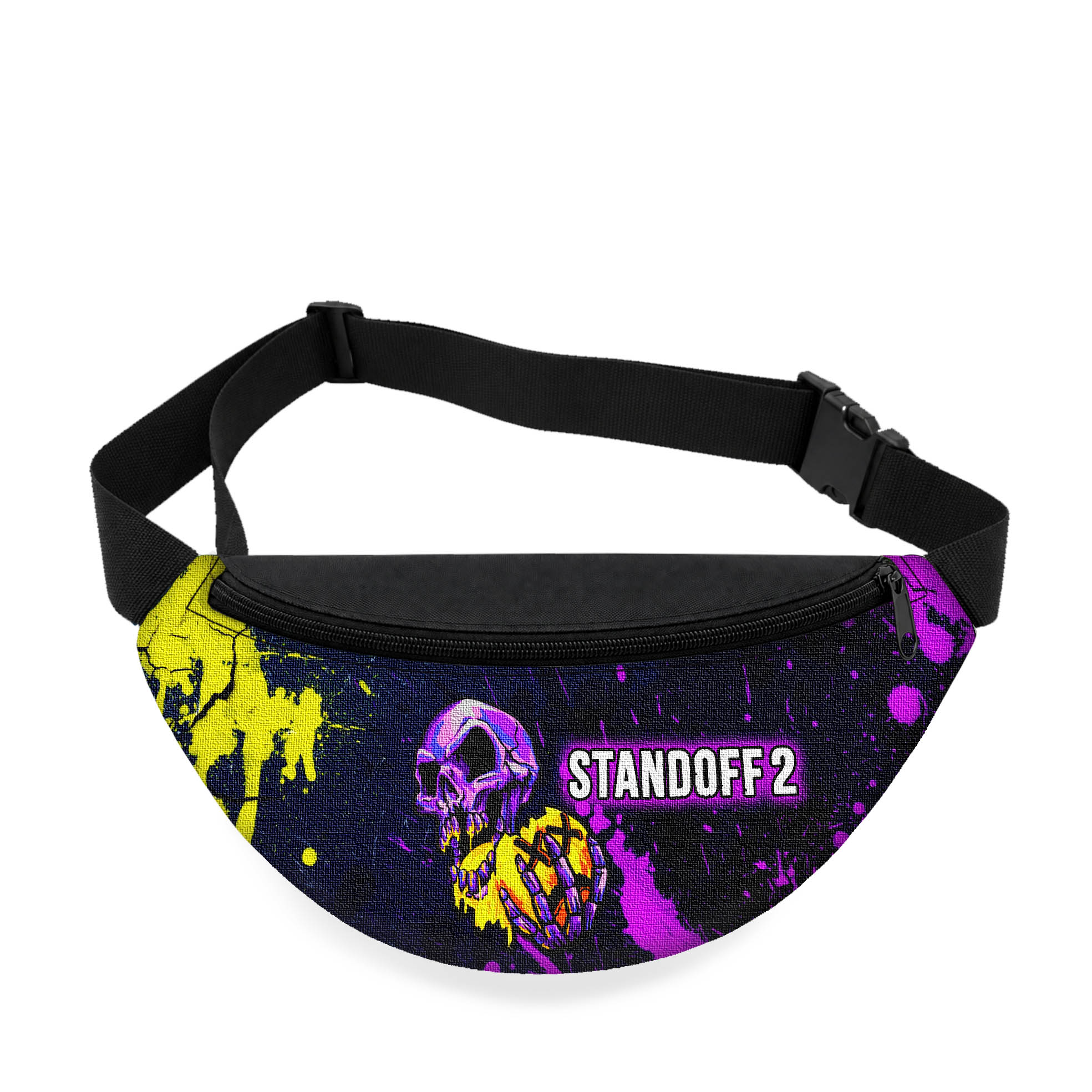 Дитяча бананка Standoff 2 з принтом черепа, чорна, оксфорд, 32×15×7.5 см