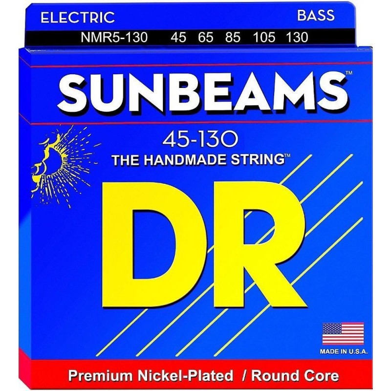 Струни для бас-гітари DR NMR5-130 Sunbeams Nickel Plated 5 String Medium Bass Strings 45/130