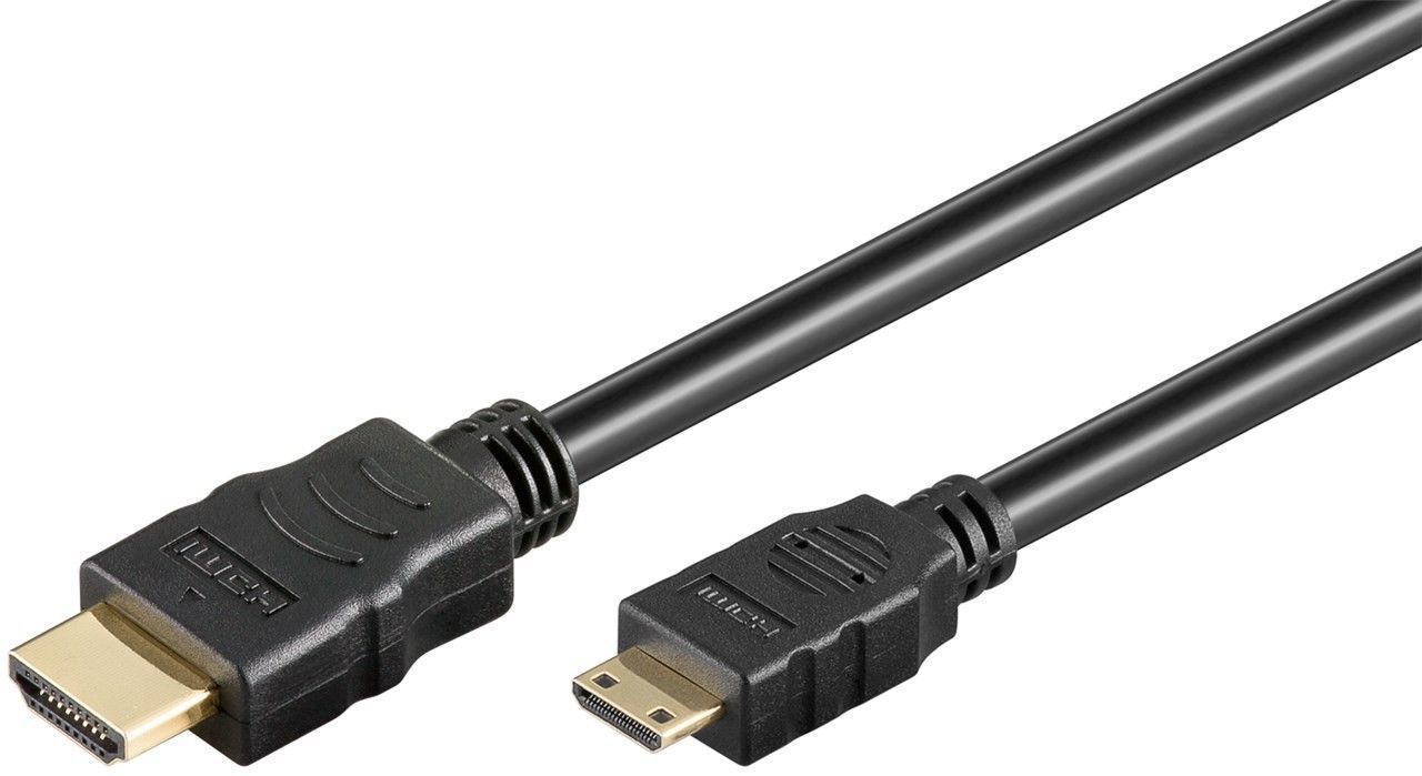 Кабель монітора-сигнальний Goobay HDMI-mini M/M  3.0m HS+HEC D=6.0mm 4K 3D Gold чорний (75.03.4304)