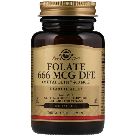 Фолиевая кислота Solgar Folate (As Metafolin) 400 mcg 100 Tabs