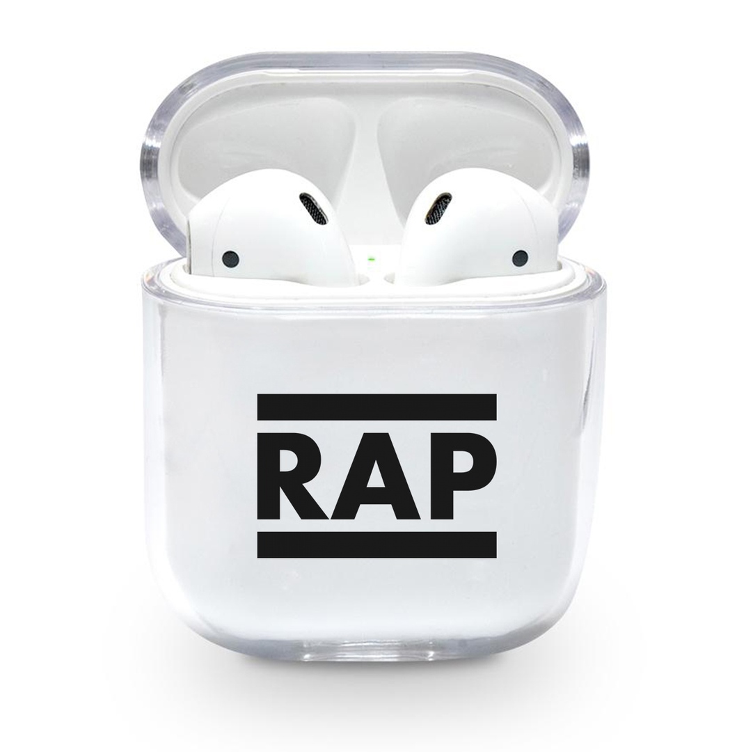 Прозрачный силиконовый чехол Apple AirPods с рисунком - Rap (KAP1158)
