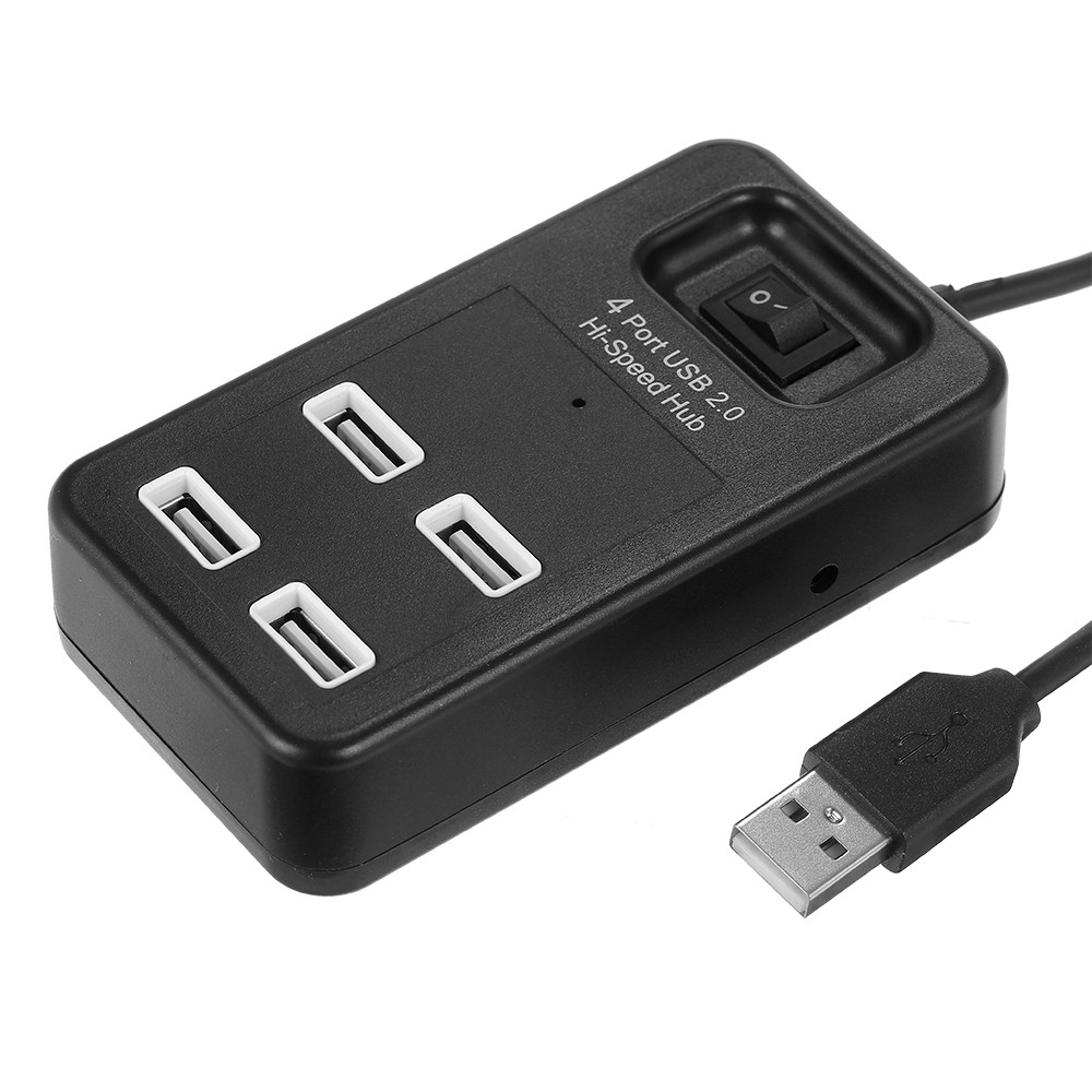 Концентратор USB-хаб RIAS P-1601 4 порти USB 2.0 з вимикачем Black (3_02361)
