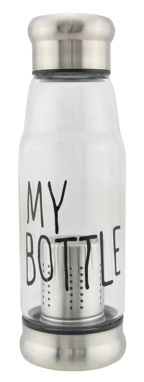 Пляшка скляна My Bottle 420 мл із ситечком для заварки Silver (np2_2668)