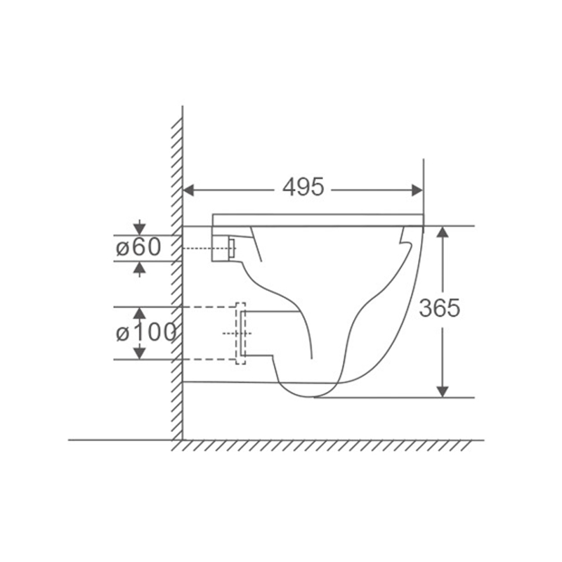 Унитаз подвесной Mixxus Premium Ellipse-0301-R 495x365x365mm система смыва Rimless (MP6460)