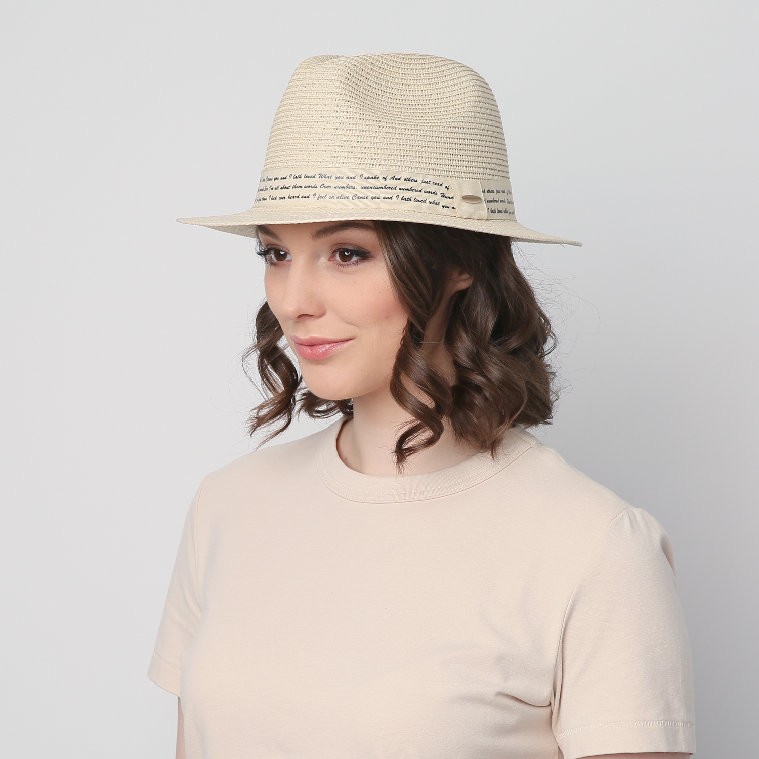 Шляпа унисекс федора LuckyLOOK 817-754 One size Бежевый