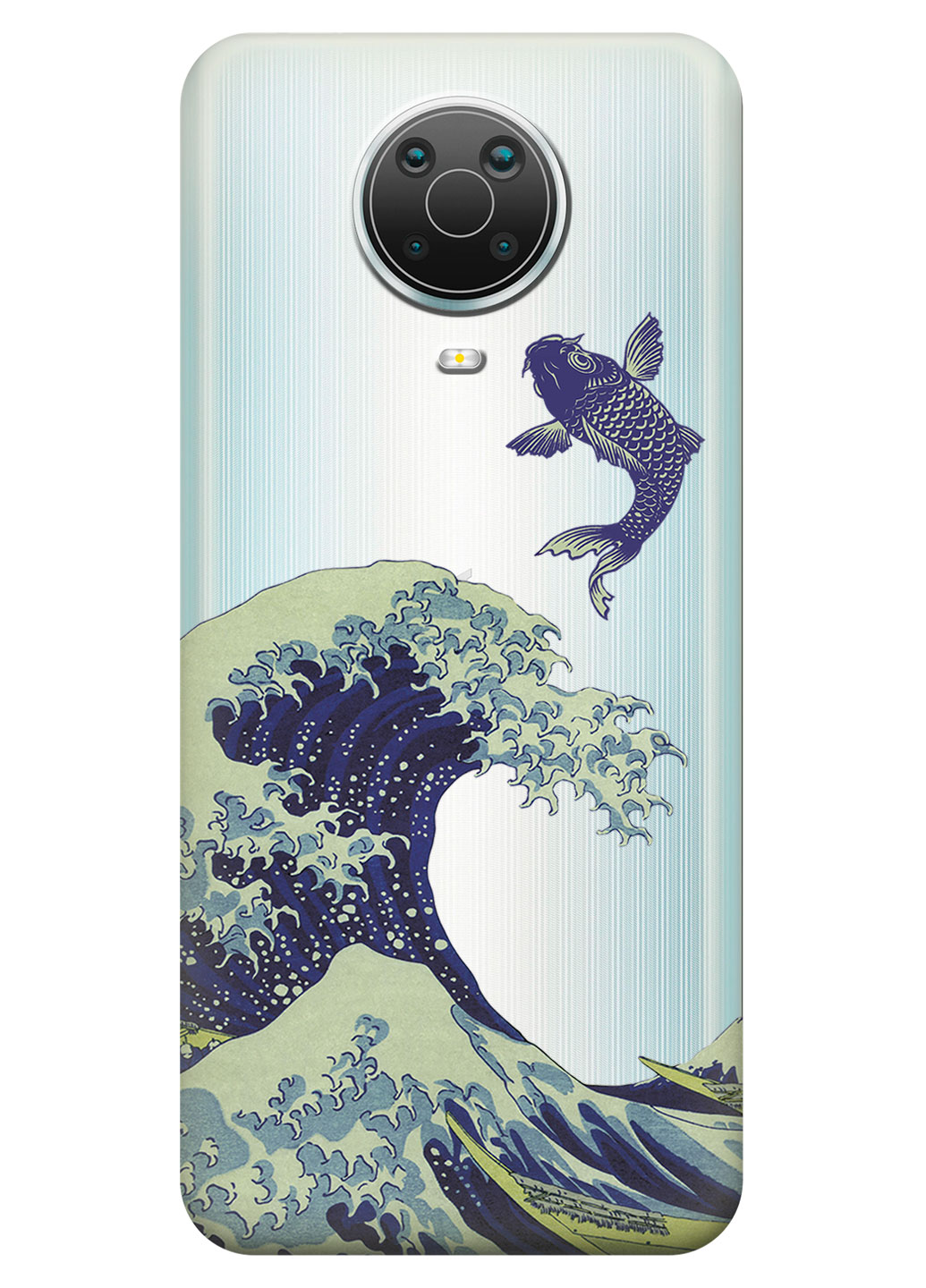 Прозрачный силиконовый чехол iSwag для Nokia 6.3 с рисунком - Большая волна в Канагаве (KS15050)