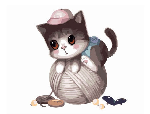 Картина за номерами BrushMe "Маленький котик з клубком" 40х50см GX8400