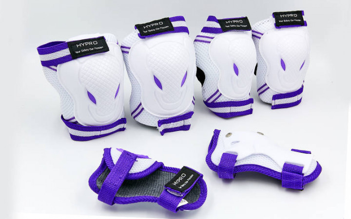 Захист дитячий наколінники, налокітники, рукавички HYPRO SK-6967 8-12 років White-Violet (US00508)