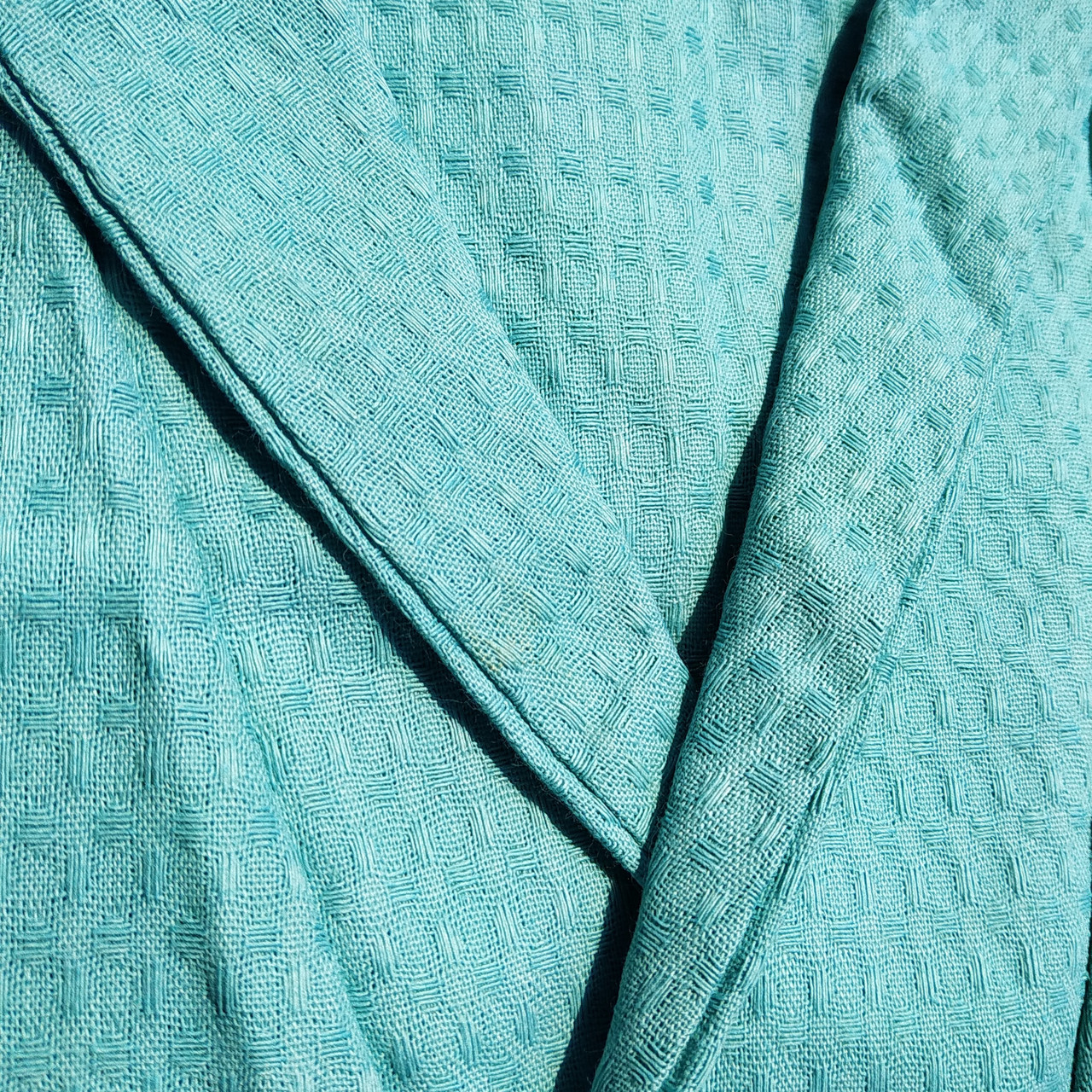 Вафельний халат Luxyart Кімоно розмір 54-56 XL 100% бавовна Блакитна (LS-6619)