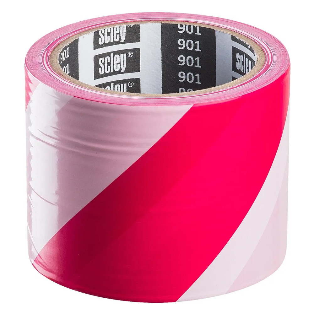 Сигнально - ограждающая лента Scley 120 мм x 100 м красно-белая