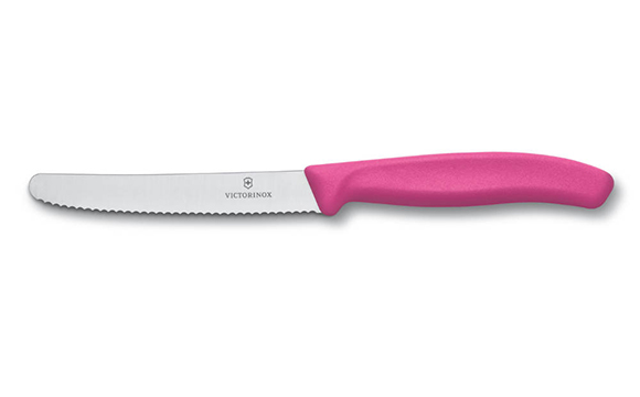 Кухонный нож Victorinox SwissClassic для нарезки 110 мм серрейтор Розовый (6.7836.L115)