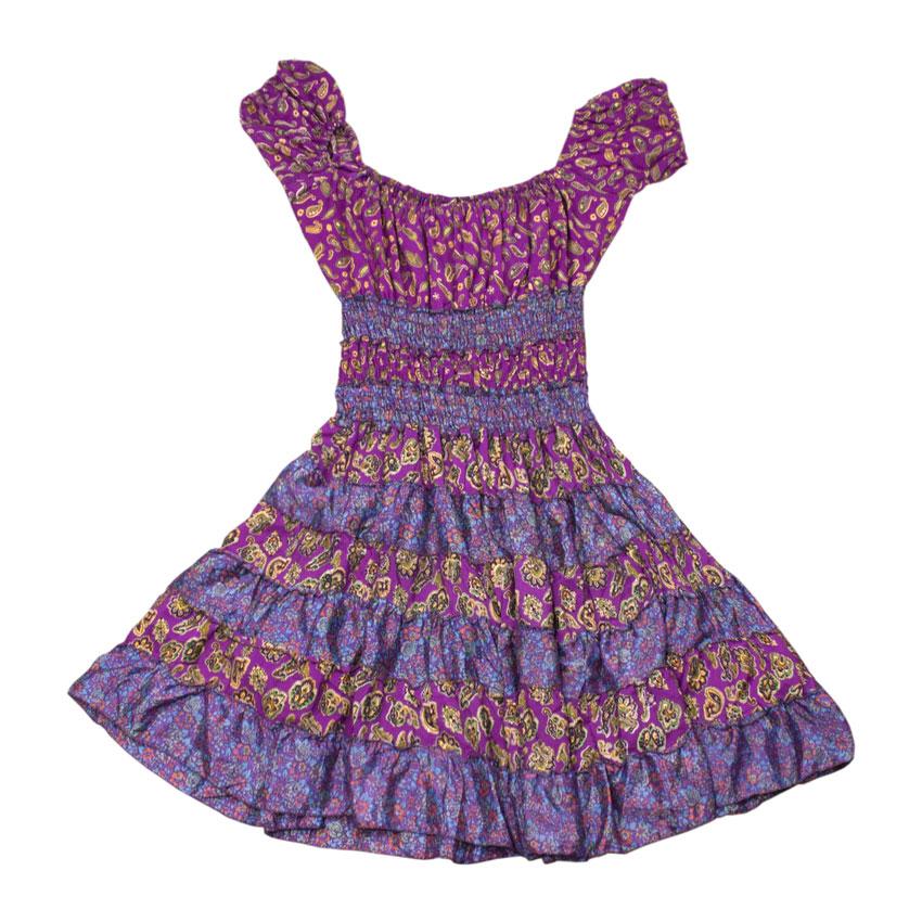Платье летнее шелковое Размер L Сиреневый фон Цветочный узор (20435)