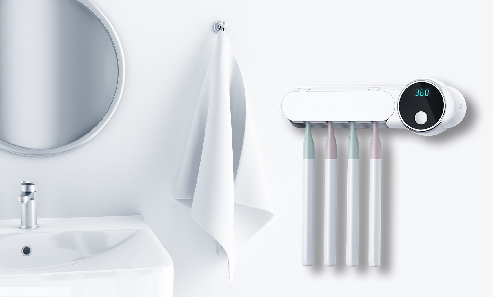 Диспенсер для зубных щеток ультрафиолетовый стерилизатор WHITE SMILE UV Toothbrush sterilizer UV-044 Белый
