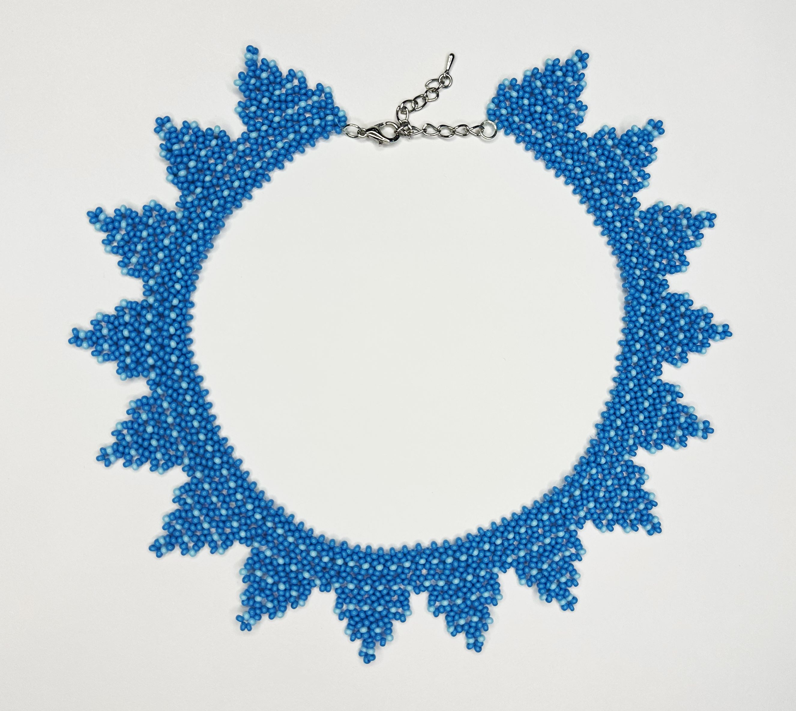 Традиционное колье-силянка из чешского бисера HatynkaUA Necklace 37 см Синий (SUN999_27)