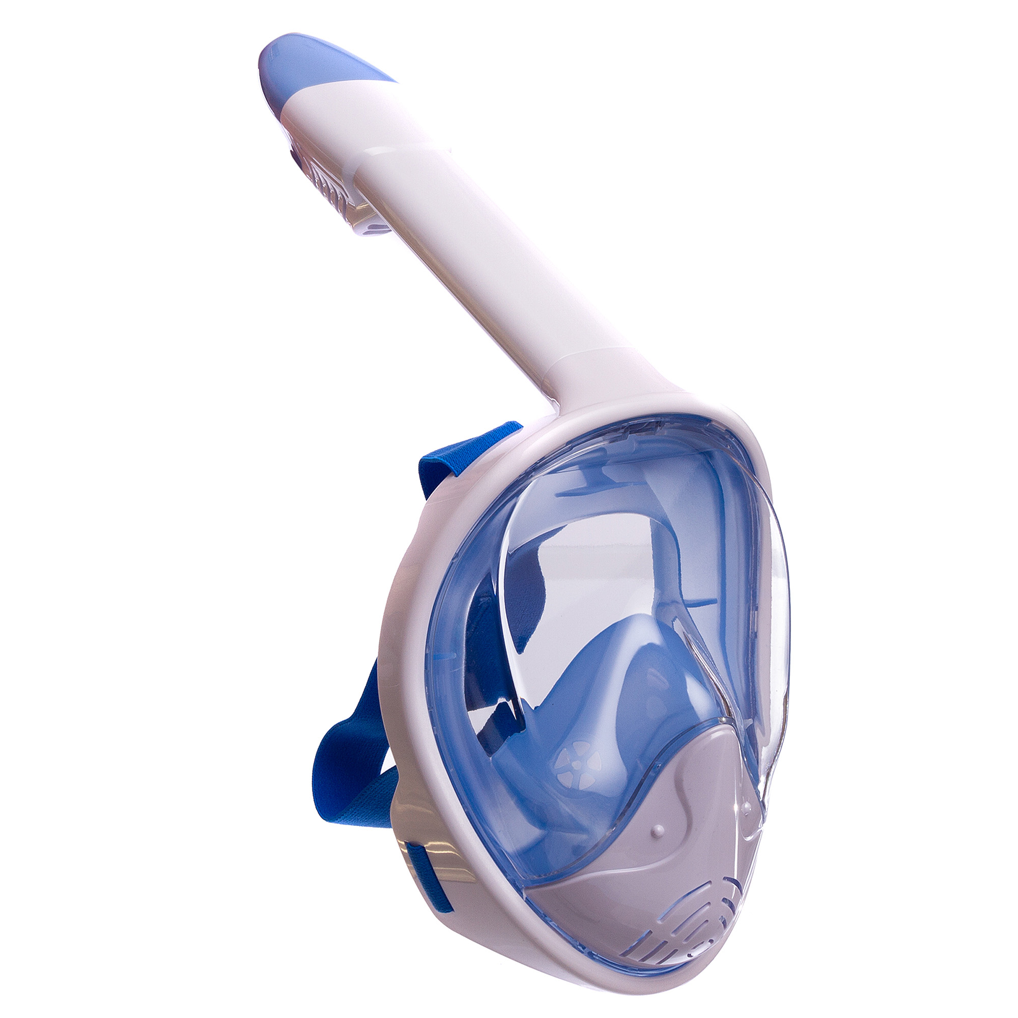 Маска для снорклинга с дыханием через нос YSE (силикон, пластик, р-р L-XL) Белый-синий (PT0850)