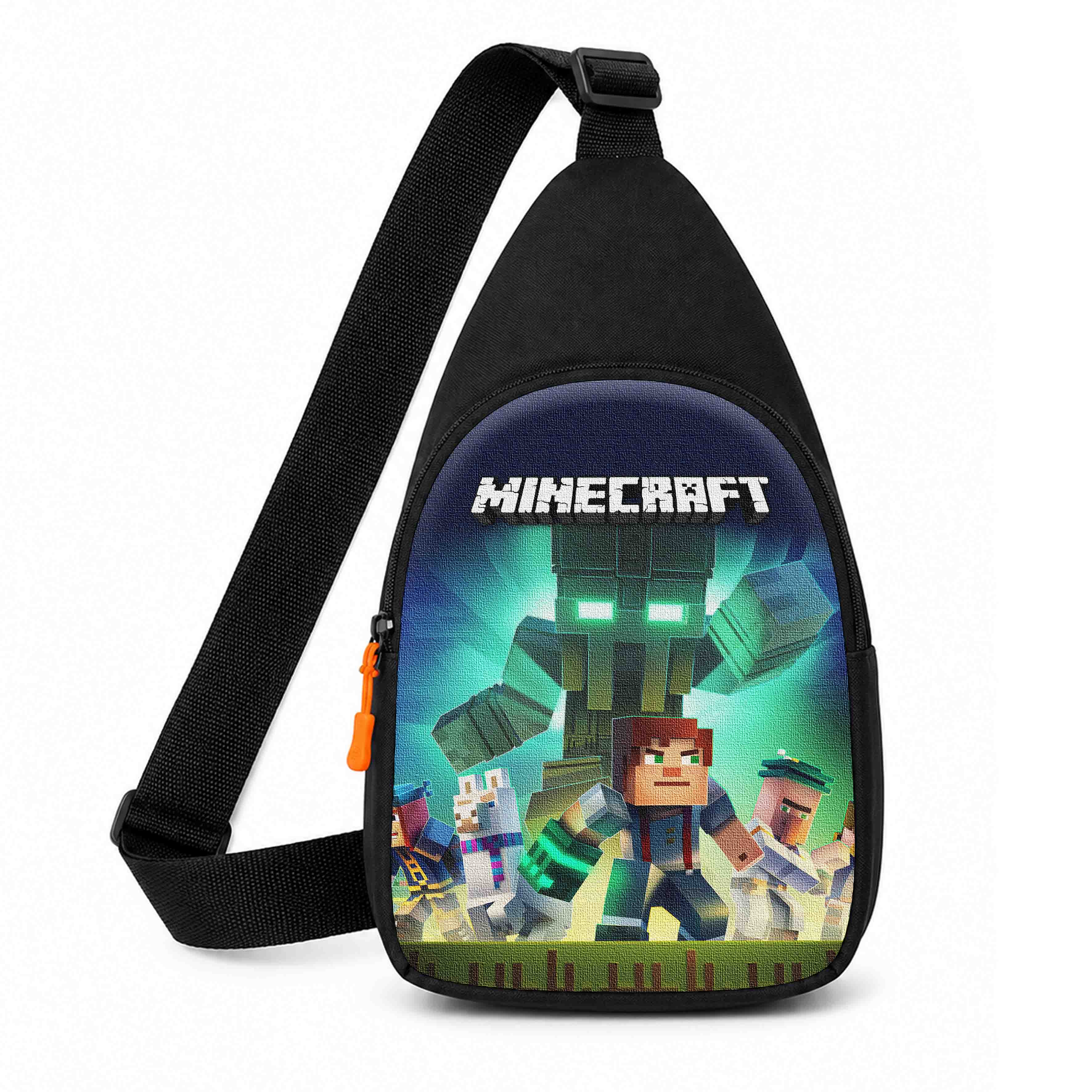 Дитяча сумка-слинг через плече Minecraft Крипер, чорна, 29x17x5 см — арт. 2643077300