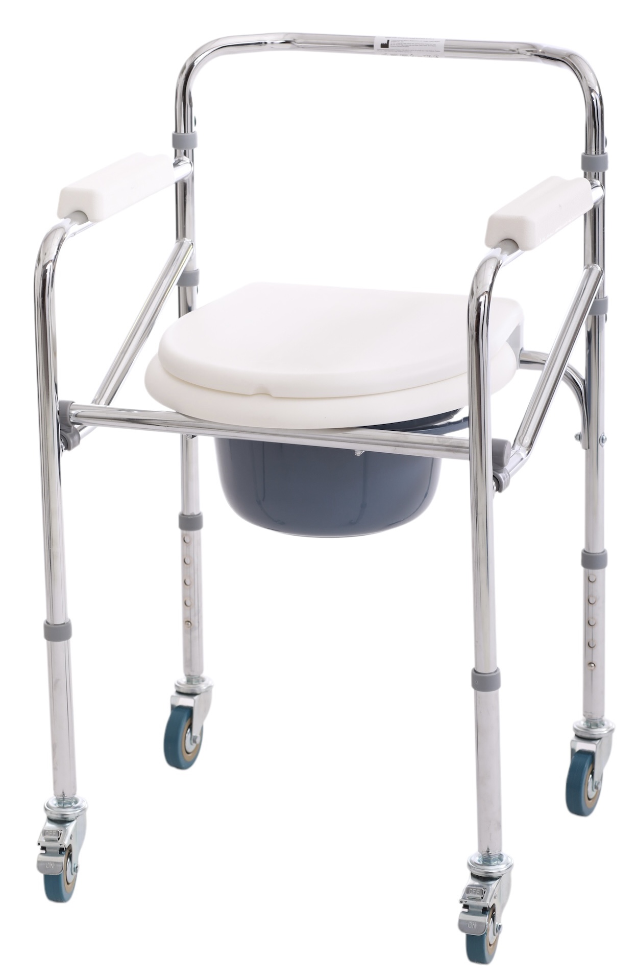 Кресло-туалет стандартное стальное на колесах MED1 SC7001W 42х66 см