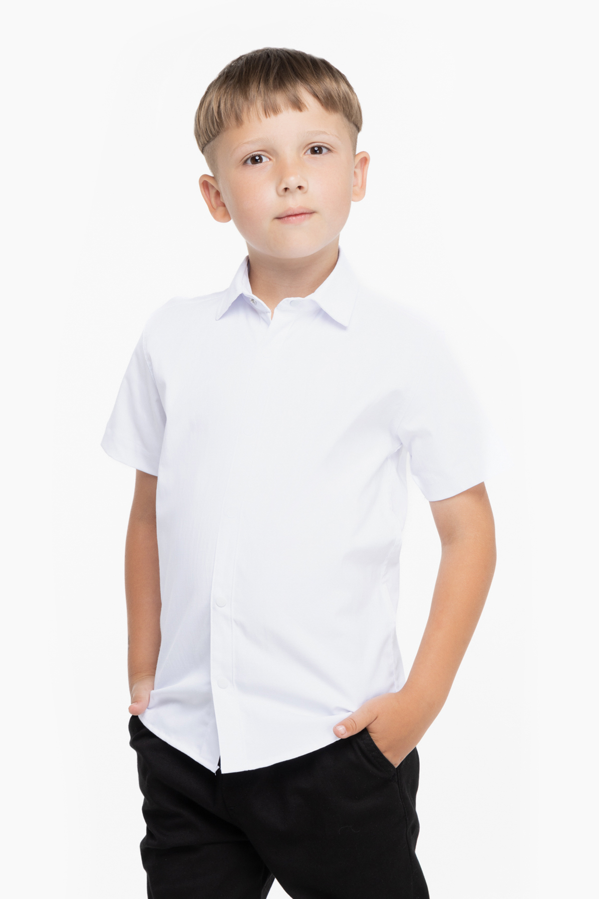 Рубашка однотонная для мальчика Deniz 411 134 см Белый (2000989810179)