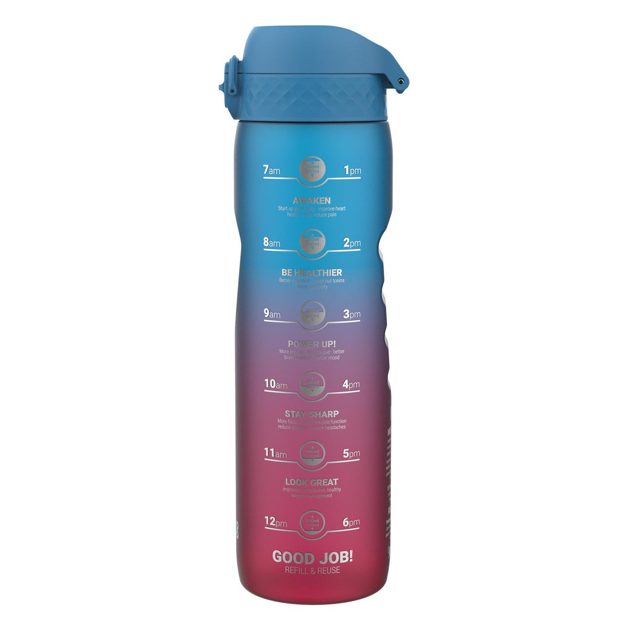 Пляшка для води ION8 BPA Free Times To Drink 1 л Blue Pink (I8RF1000PBPMOT)