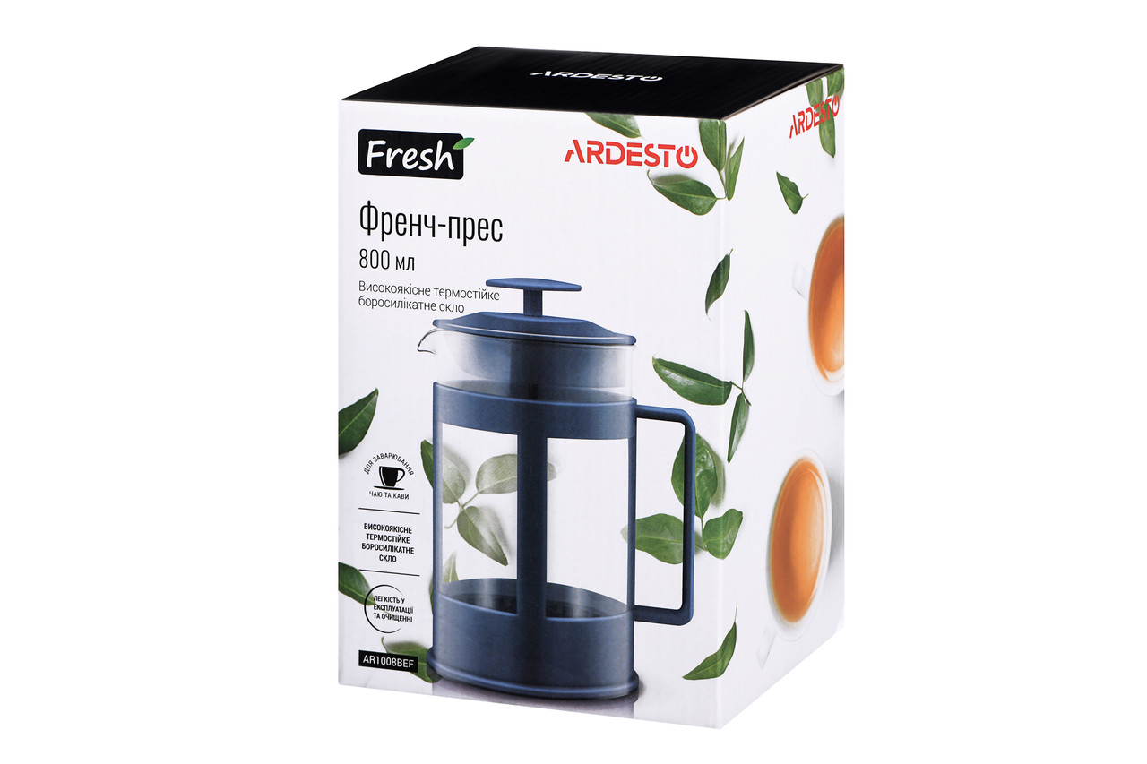 Френч-пресс 800 мл синий пластик стекло Ardesto Fresh AR1008BEF