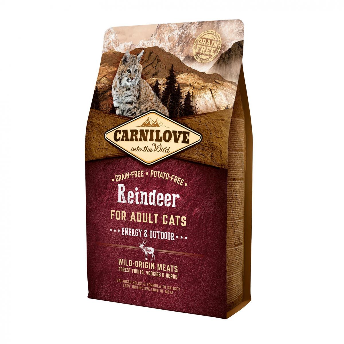 Корм для активных кошек Carnilove Energy Outdoor Raindeer 2 кг с олениной и кабаном