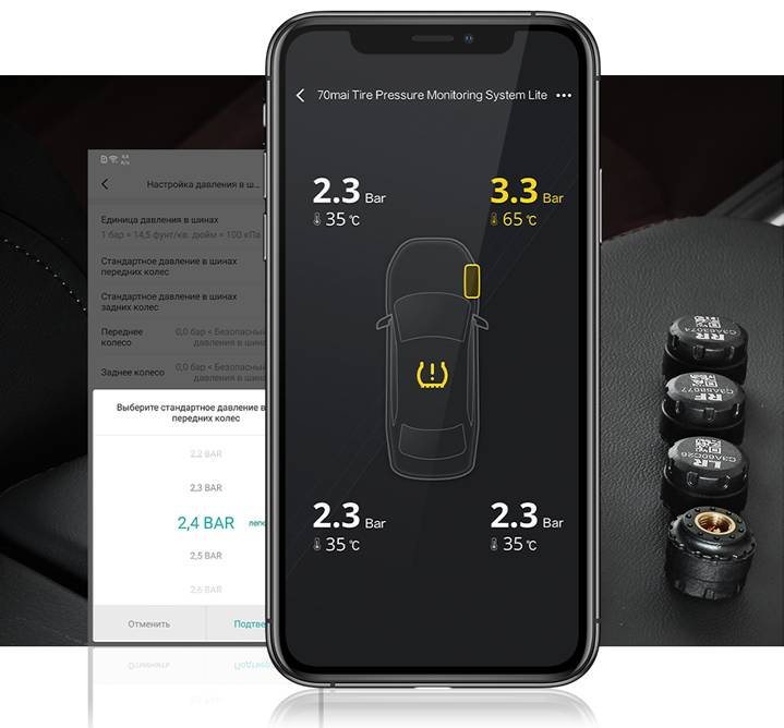 Система TPMS контролю тиску та температури в шинах 70Mai (J70MaiT01)