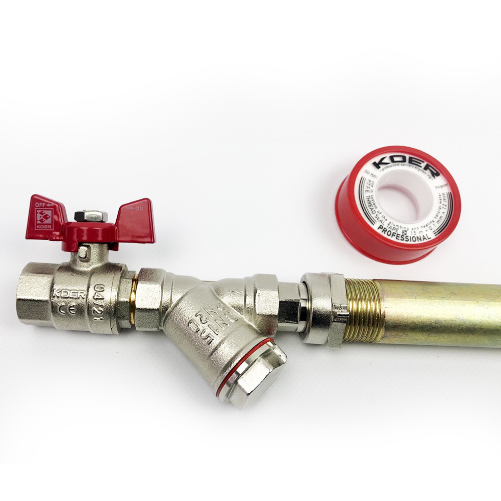 Комплект подключения счетчика Koer SET6 никель 1/2" увелич. ФГО (вставка 110мм+НГ)