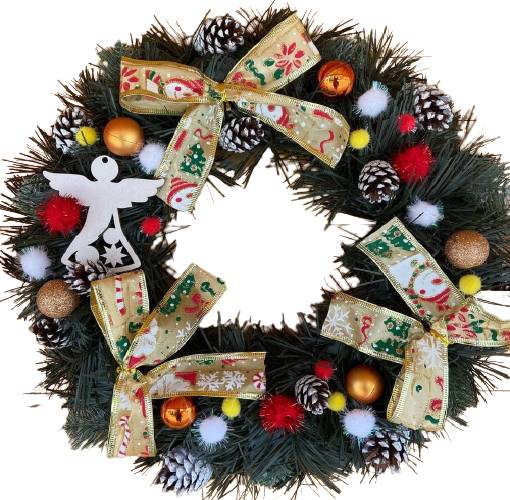 Штучний різдвяний вінок Happy New Year Лісовий Ангел діаметр 40 см