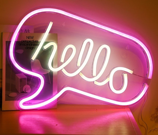 Настінний неоновий світильник-нічник Angel HELLO 43*31 см