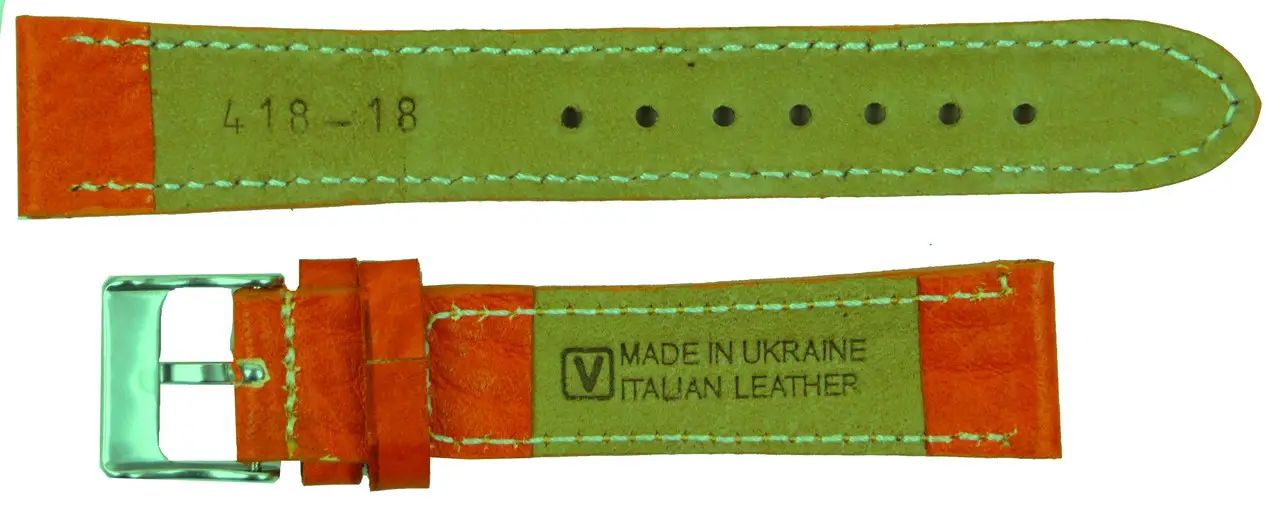 Ремешок для часов из кожи Mykhail Ikhtyar 18 мм Оранжевый (S418-18S orange)