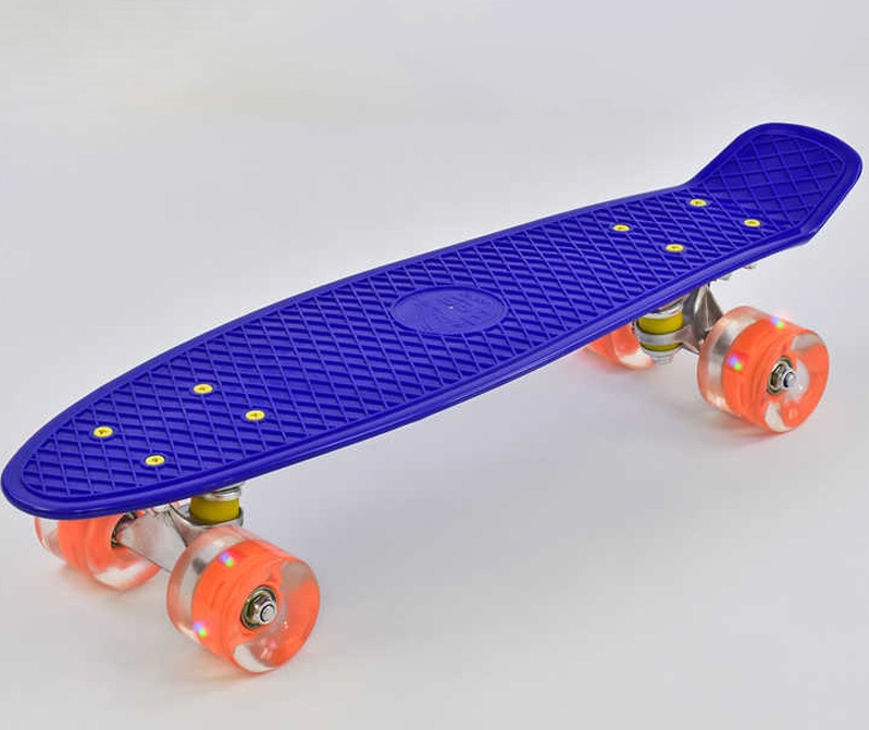 Скейт Пенні борд Best Board з PU колесами, що світяться, Dark Blue (74181)