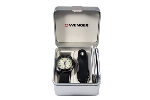 Набор Wenger часы и нож Черный (70474)
