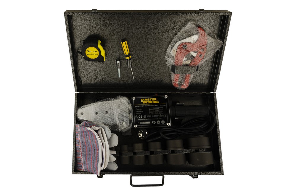 Паяльник для пластиковых труб MASTERTOOL 20-63 мм 2 режима 1100-2200 Вт 220 V 50 Hz 0-300°С IP44 LED (ППТ2200)